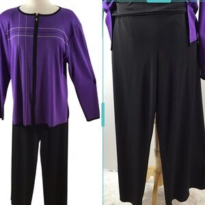 CLARA SUNWOO black stretch pull on palazzo pants XL